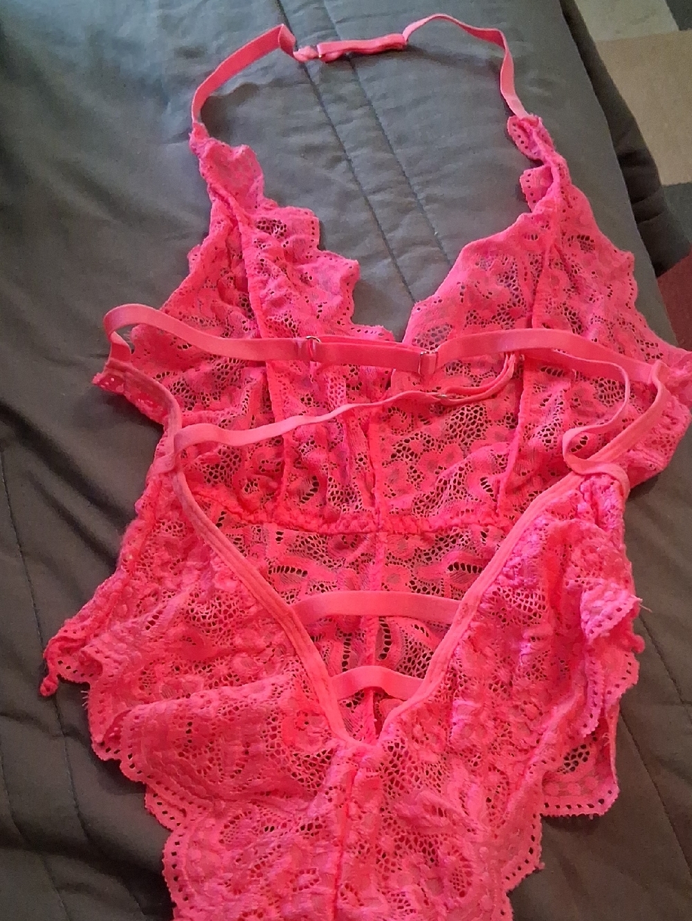 Women’s Pink Lace Bodysuit Lingerie, Size Small